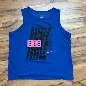 Nike Royal Blue Graphic Tank with Pink & Orange Accents